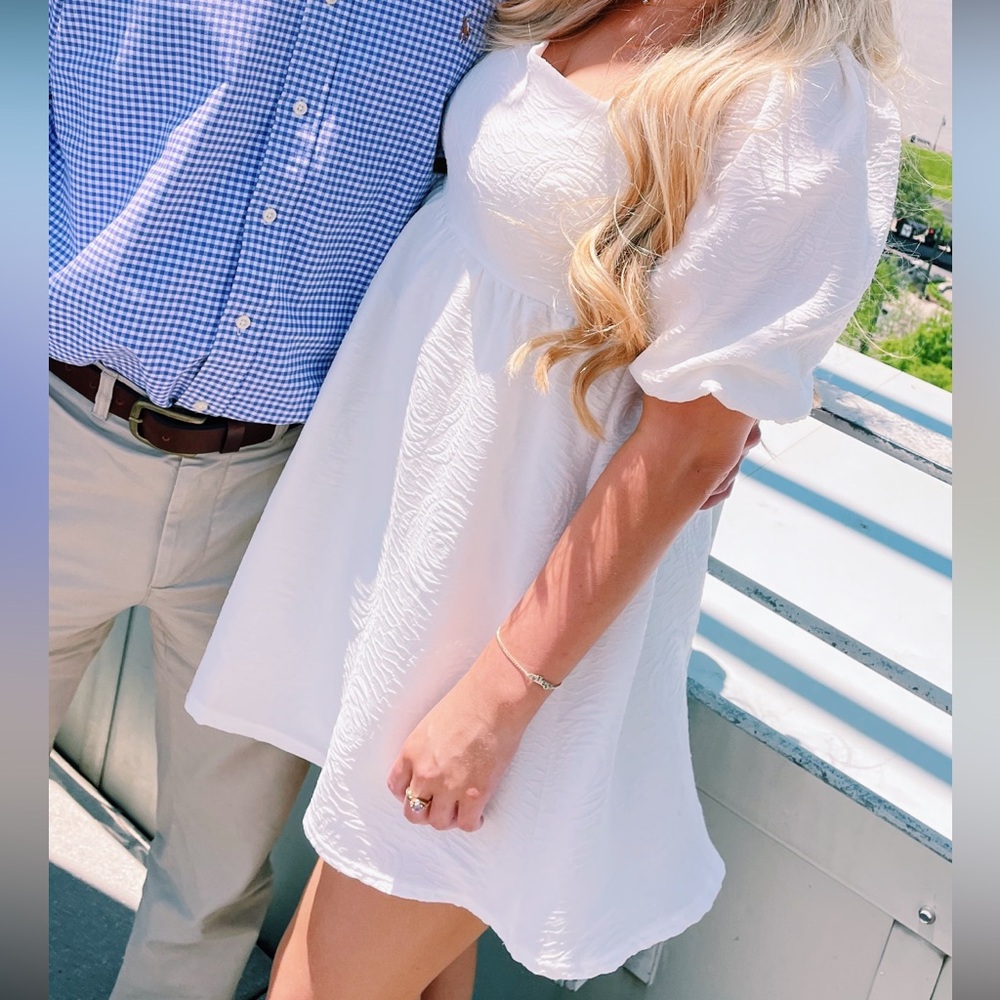 Aura White Textured Dress